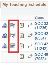 Screenshot from MyPack Portal showing the Grade Roster icon for instructors.